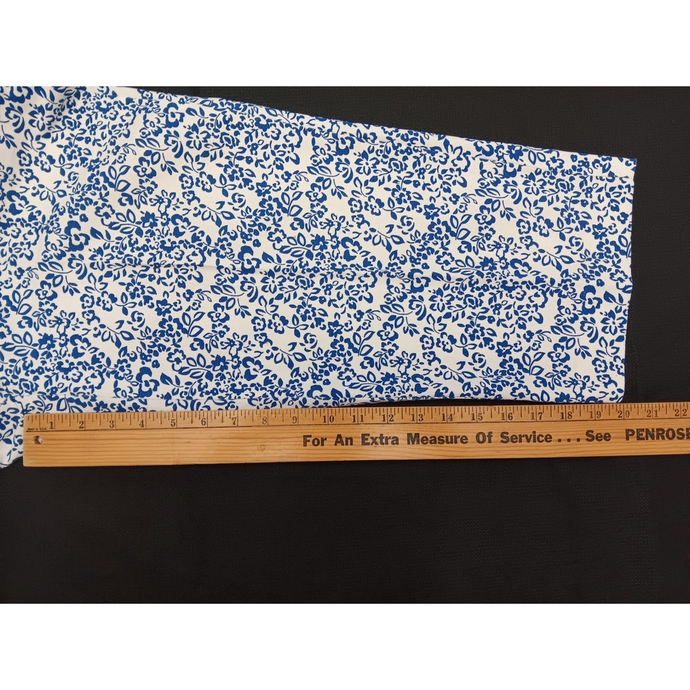 Nautical Blue White Floral Wide Leg Cropped Pants Summer Trouser 31 Waist - Picture 5 of 12